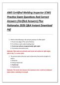 AWS Certified Welding Inspector &lpar;CWI&rpar;  Practice Exam Questions And Correct  Answers &lpar;Verified Answers&rpar; Plus  Rationales 2026 Q&A Instant Download  Pdf