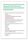 Master Carpenter Licensing Exam 2026 &vert; Practice Questions with Verified Answers & Rationales &vert; Instant Download PDF