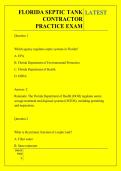 FLORIDA SEPTIC TANK  CONTRACTOR  PRACTICE EXAM QUESTIONS AND ANSWERS &lpar;LATEST&rpar;