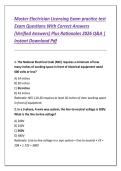 Master Electrician Licensing Exam 2026 &vert; Practice Questions with Verified Answers & Rationales &vert; Instant Download PDF
