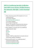 NATE Air Conditioning Specialty Certification Exam 2026 &vert; Practice Questions with Verified Answers & Rationales &vert; Instant Download PDF