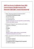 NATE Core Service Certification Exam 2026 &vert; Practice Questions with Verified Answers & Rationales &vert; Instant Download PDF