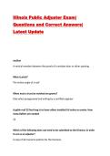 Illinois Public Adjuster Exam&vert; Questions and Correct Answers&vert; Latest Update