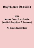 Maryville NUR 615 Exam 3 &ndash; Advanced Pharmacology Practice Test for Nurse Practitioners