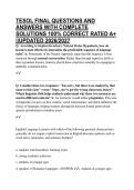 TESOL FINAL QUESTIONS AND ANSWERS WITH COMPLETE SOLUTIONS 100&percnt; CORRECT RATED A&plus; &vert;&vert;UPDATED 2026&sol;2027
