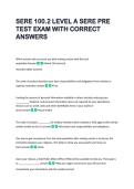 SERE 100&period;2 LEVEL A SERE PRE  TEST EXAM WITH CORRECT  ANSWERS 