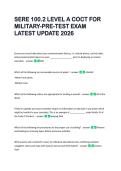 SERE 100&period;2 LEVEL A COCT FOR  MILITARY-PRE-TEST EXAM  LATEST UPDATE 2026 