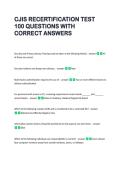 CJIS RECERTIFICATION TEST  100 QUESTIONS WITH  CORRECT ANSWERS 