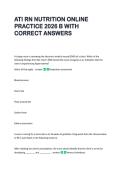 ATI RN NUTRITION ONLINE  PRACTICE 2026 B WITH  CORRECT ANSWERS 