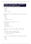 Athletic Training Exam 1 Questions and Answers 100&percnt; Correct
