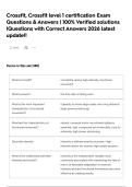 Crossfit&comma; Crossfit level 1 certification Exam Questions & Answers &vert; 100&percnt; Verified solutions &vert;Questions with Correct Answers 2026 latest update&excl;&excl;