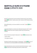 MARYVILLE NURS 615 PHARM  EXAM 2 UPDATE 2026 