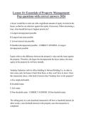 Lesson 16 Essentials of Property Management Pop questions with correct answers 2026