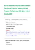 Master Carpenter Licensing Exam Practice Test  Questions With Correct Answers &lpar;Verified  Answers&rpar; Plus Rationales 2026 Q&A &vert; Instant  Download Pdf 