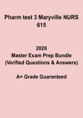 Maryville NURS 615 Pharm Test 3 PDF &vert; Pharmacology Practice Questions & Exam Review