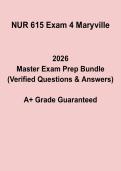 Maryville NUR 615 Exam 4 PDF &vert; Nursing Practice Questions & Study Guide