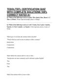 TESOL&sol;TEFL CERTIFICATION QUIZ WITH COMPLETE SOLUTIONS 100&percnt; CORRECT RATED A&plus;