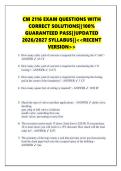 CM 2116 EXAM QUESTIONS WITH  CORRECT SOLUTIONS&vert;&vert;100&percnt;  GUARANTEED PASS&vert;&vert;UPDATED  2026&sol;2027 SYLLABUS&vert;&vert;<<RECENT  VERSION>> 