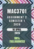 MAC3701 Assignment 2 Semester 1 2026 Memo &vert; Due Date 16 April 2026