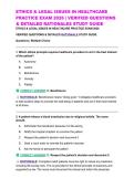 ETHICS & LEGAL ISSUES IN HEALTHCARE PRACTICE EXAM 2026 &vert; VERIFIED QUESTIONS & DETAILED RATIONALES STUDY GUIDE