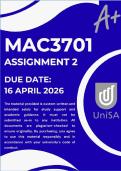 MAC3701 ASSIGNMENT 2 SEMESTER 1 2026 &ast;COMPLETE ANSWERS&ast; DUE DATE 16 APRIL 2026 &lpar;BEST SOLUTIONS FOR THIS ASSIGNMENT&rpar;