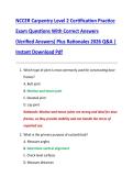 NCCER Carpentry Level 2 Certification Practice  Exam Questions With Correct Answers  &lpar;Verified Answers&rpar; Plus Rationales 2026 Q&A &vert;  Instant Download Pdf 
