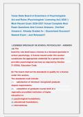 Texas State Board of Examiners of Psychologists   Act and Rules &lpar;Psychologists' Licensing Act&rpar; 2026 &vert;&vert;  Most Recent Exam 2026-2027 Actual Complete Real  Exam Questions And Correct Answers  &lpar;Verified  Answers&rpar;  Already Graded A&plus; &vert; Guaranteed Success