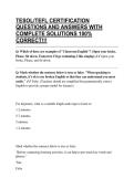 TESOL&sol;TEFL CERTIFICATION QUESTIONS AND ANSWERS WITH COMPLETE SOLUTIONS 100&percnt; CORRECT&excl;&excl;&excl;