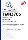 TMN3706 Assignment 4 &lpar;DETAILED ANSWERS&rpar; 2026 - DISTINCTION GUARANTEED 