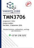 TMN3706 Assignment 2 &lpar;DETAILED ANSWERS&rpar; 2026 - DISTINCTION GUARANTEED