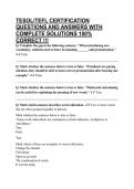 TESOL&sol;TEFL CERTIFICATION QUESTIONS AND ANSWERS WITH COMPLETE SOLUTIONS 100&percnt; CORRECT &excl;&excl;&excl;