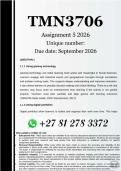 TMN3706 Assignment 5 &lpar;COMPLETE ANSWERS&rpar; 2026 - DUE 2026