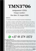 TMN3706 Assignment 4 &lpar;COMPLETE ANSWERS&rpar;2026 - DUE 2026