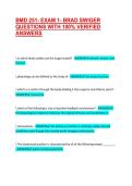 BMD 251- EXAM 1- BRAD SWIGER QUESTIONS WITH 100&percnt; VERIFIED ANSWERS