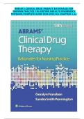 ABRAM&rsquo;S CLINICAL DRUG THERAPY RATIONALES FOR NURSING PRACTICE 13th EDITION GERALYN FRANDSEN&rsquo;S  TESTBANK&sol;COMPLETE GUIDE 2024-2025&sol;ALL CHAPTERS 1-61