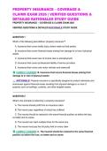 PROPERTY INSURANCE &ndash; COVERAGE & CLAIMS EXAM 2026 &vert; VERIFIED QUESTIONS & DETAILED RATIONALES STUDY GUIDE
