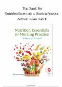 Test Bank -Nutrition Essentials for Nursing Practice 9th Edition by Susan Dudek &vert; ISBN 978-1975161125 &vert; Latest Edition &vert; Questions & correct Verified Solutions &vert; SUCCESS GUARANTEED &vert;