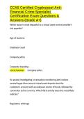 CCAS Certified Cryptoasset Anti-Financial Crime Specialist Certification Exam Questions & Answers &lpar;Grade A&plus;&rpar;&period;docx