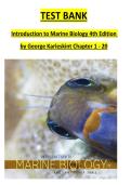 TEST BANK  Introduction to Marine Biology 4th Edition   by George Karleskint Chapter 1 - 20