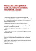NOCTI STUDY GUIDE QUESTIONS CULINARY EXAM QUESTIONS WITH 100&percnt; VERIFIED ANSWERS