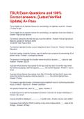 TDLR Exam Questions and 100&percnt; Correct answers&period; &lbrace;Latest Verified Update&rcub; A&plus; Pass