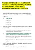 FDNY S15 SUPERVISION OF FOAM-WATER SPRINKLER SYSTEMS &lpar;CITYWIDE&rpar; PRACTICE EXAM QUESTIONS AND CORRECT ANSWERS WITH COMPLETE SOLUTION