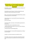 Introduction to Psychopathology Exam Study Guide with Complete Solutions 2026&sol;2027