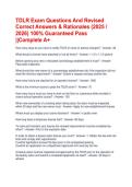 TDLR Exam Questions And Revised Correct Answers & Rationales &lpar;2025 &sol; 2026&rpar; 100&percnt; Guaranteed Pass &vert;&vert;Complete A&plus;