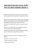 NURS 2009 EXAM 2026 ACTUAL SCRIPT WITH ACCURATE ANSWERS GRADED A&plus;