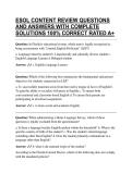 ESOL CONTENT REVIEW QUESTIONS AND ANSWERS WITH COMPLETE SOLUTIONS 100&percnt; CORRECT RATED A&plus;