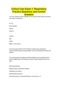Critical Care Exam 1&colon; Respiratory Practice Questions and Correct Answers