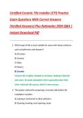 Certified Ceramic Tile Installer &lpar;CTI&rpar; Practice  Exam Questions With Correct Answers  &lpar;Verified Answers&rpar; Plus Rationales 2026 Q&A &vert;  Instant Download Pdf 