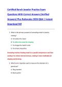 Certified Bench Jeweler Practice Exam  Questions With Correct Answers &lpar;Verified  Answers&rpar; Plus Rationales 2026 Q&A &vert; Instant  Download Pdf