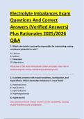 Electrolyte Imbalances Exam  Questions And Correct  Answers &lpar;Verified Answers&rpar;  Plus Rationales 2025&sol;2026  Q&A 